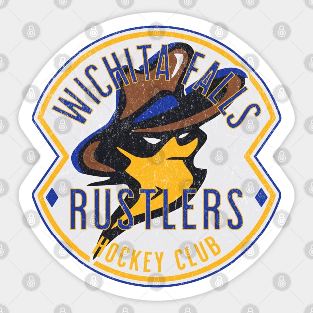 Defunct Hockey Team Wichita Falls Rustlers Hockey Texas Sticker by Yesteeyear
